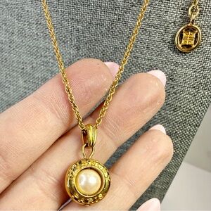 Givenchy Vintage Gold Plated Pearl Pendant Necklace